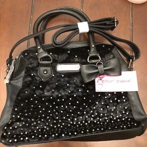 Black rhinestone Betsey Johnson purse
